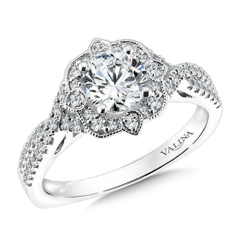 Floral Shape Halo Diamond Engagement Ring R9619W