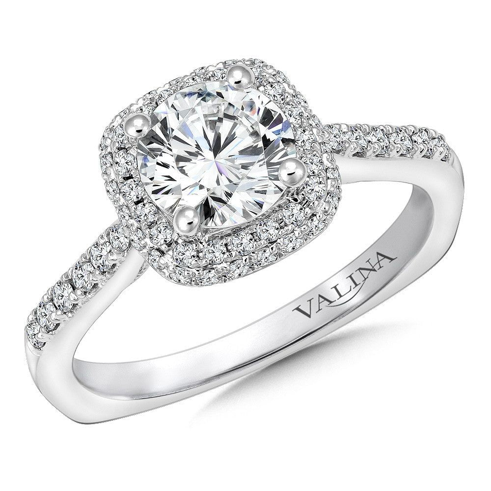Valina Cushion Shape Halo Diamond Engagement Ring R9642W