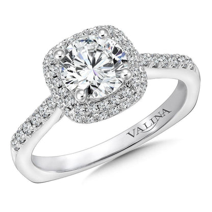 Valina Cushion Shape Halo Diamond Engagement Ring R9642W