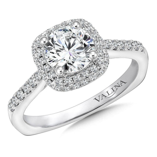Valina Cushion Shape Halo Diamond Engagement Ring R9642W