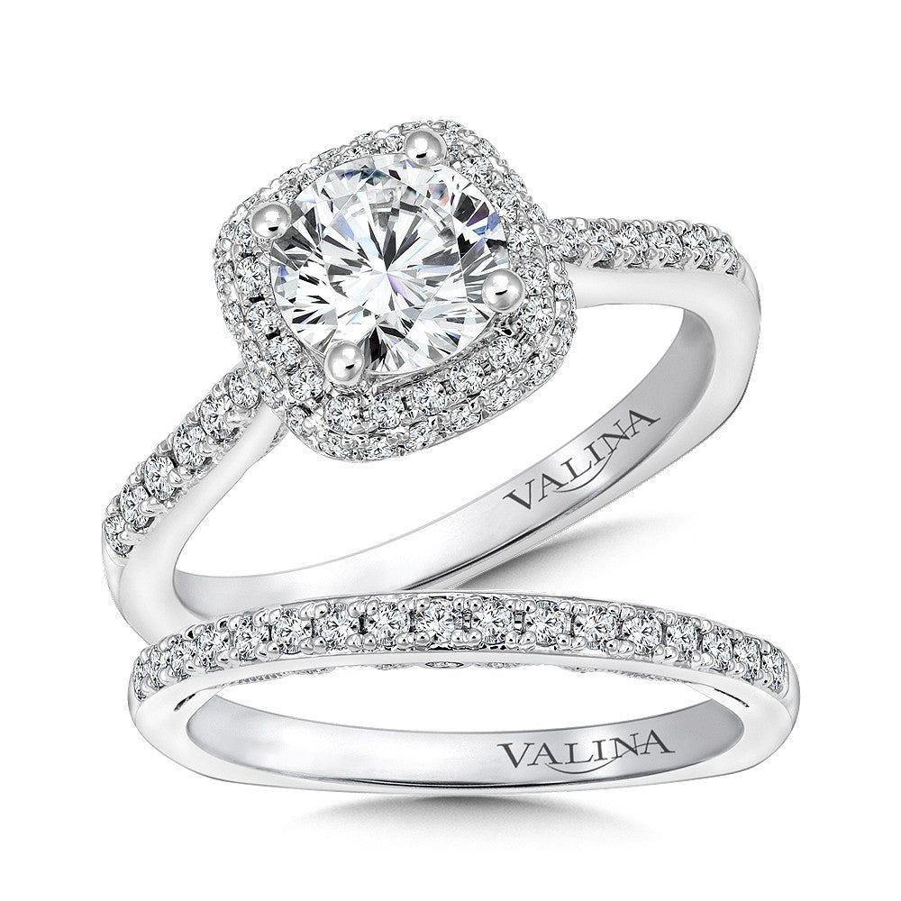 Valina Cushion Shape Halo Diamond Engagement Ring R9642W
