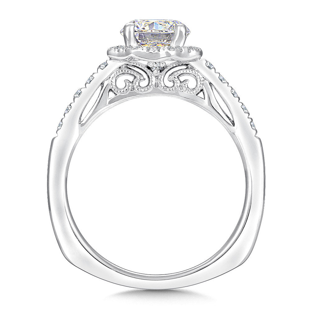 FLORAL SHAPE HALO DIAMOND ENGAGEMENT RING R9647W