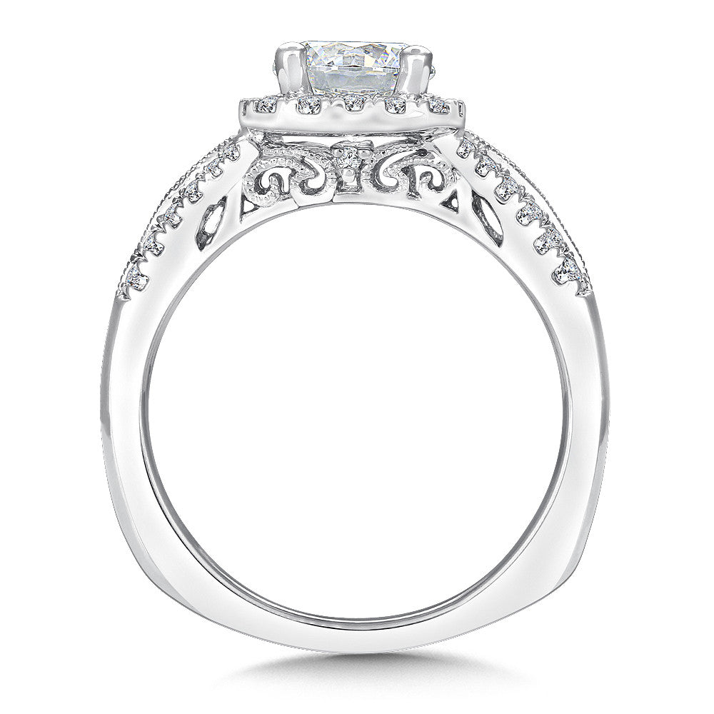 CUSHION SHAPE HALO DIAMOND ENGAGEMENT RING R9648W