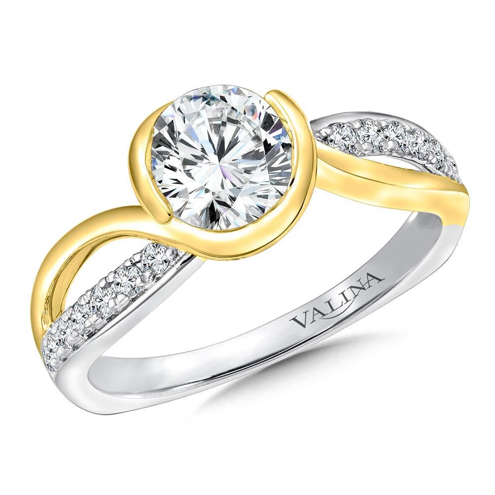 Valina Semi-Bezel Spiral Diamond Engagement Ring R9668WY