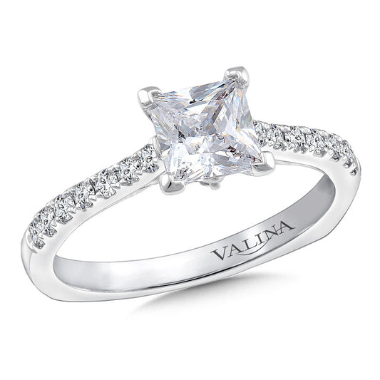 Valina Princess-Cut Straight Diamond Engagement Ring R9693W