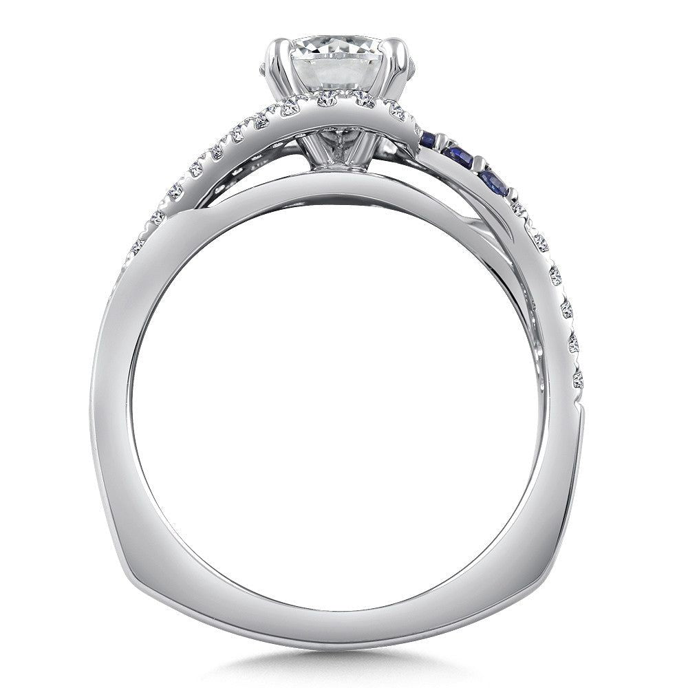Valina Spiral Diamond and Blue Sapphire Engagement Ring R9766W-BSA