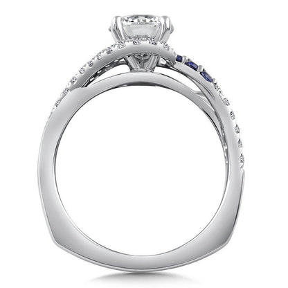 Valina Spiral Diamond and Blue Sapphire Engagement Ring R9766W-BSA
