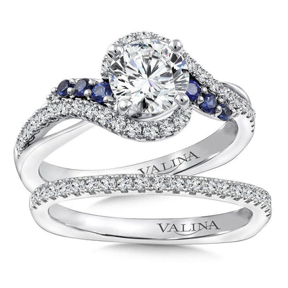 Valina Spiral Diamond and Blue Sapphire Engagement Ring R9766W-BSA