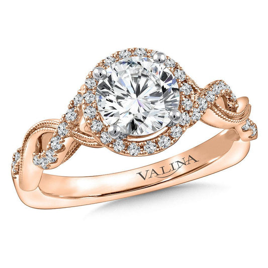Valina Criss Cross Diamond Halo Engagement Ring R9773P