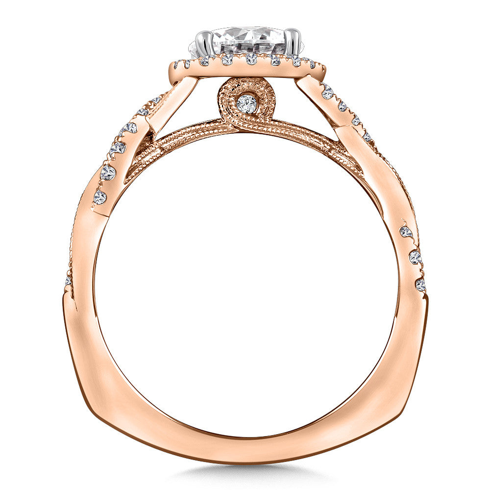 Valina Criss Cross Diamond Halo Engagement Ring R9773P