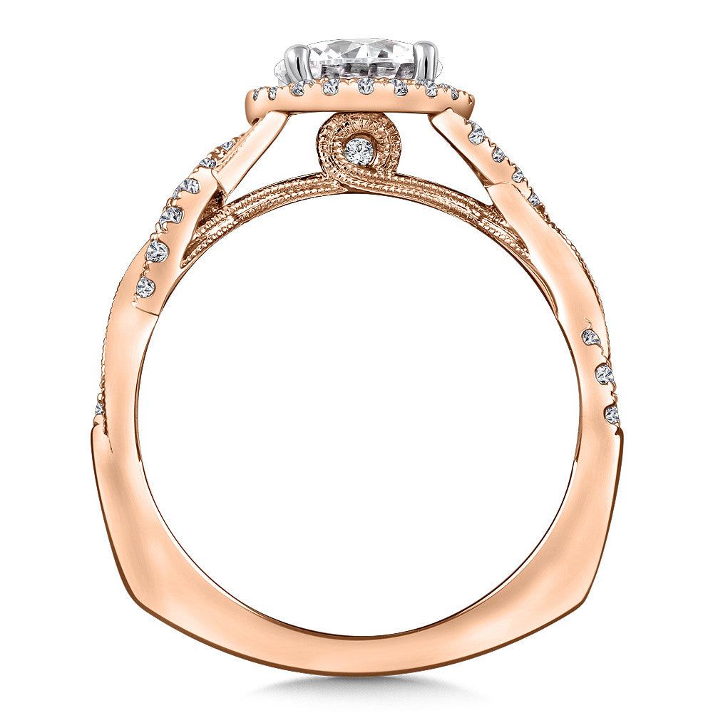 Valina Criss Cross Diamond Halo Engagement Ring R9773P