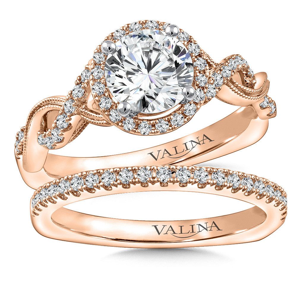 Valina Criss Cross Diamond Halo Engagement Ring R9773P