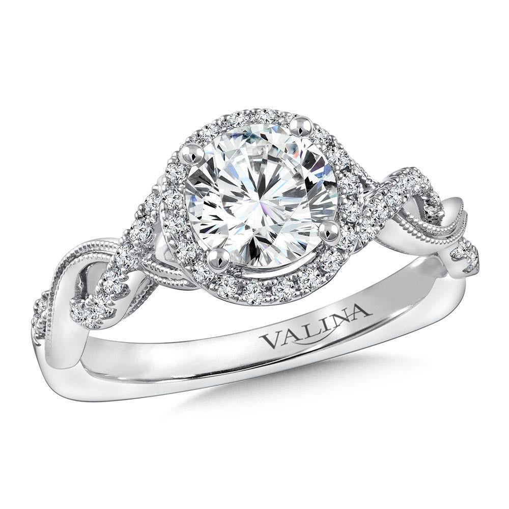 Valina Criss Cross Diamond Halo Engagement Ring R9773W
