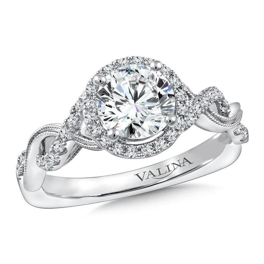Valina Criss Cross Diamond Halo Engagement Ring R9773W