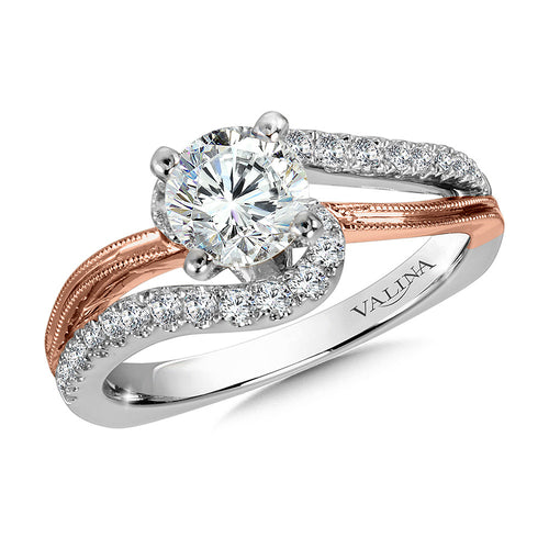 Diamond Split Shank Engagement Ring R9883WP