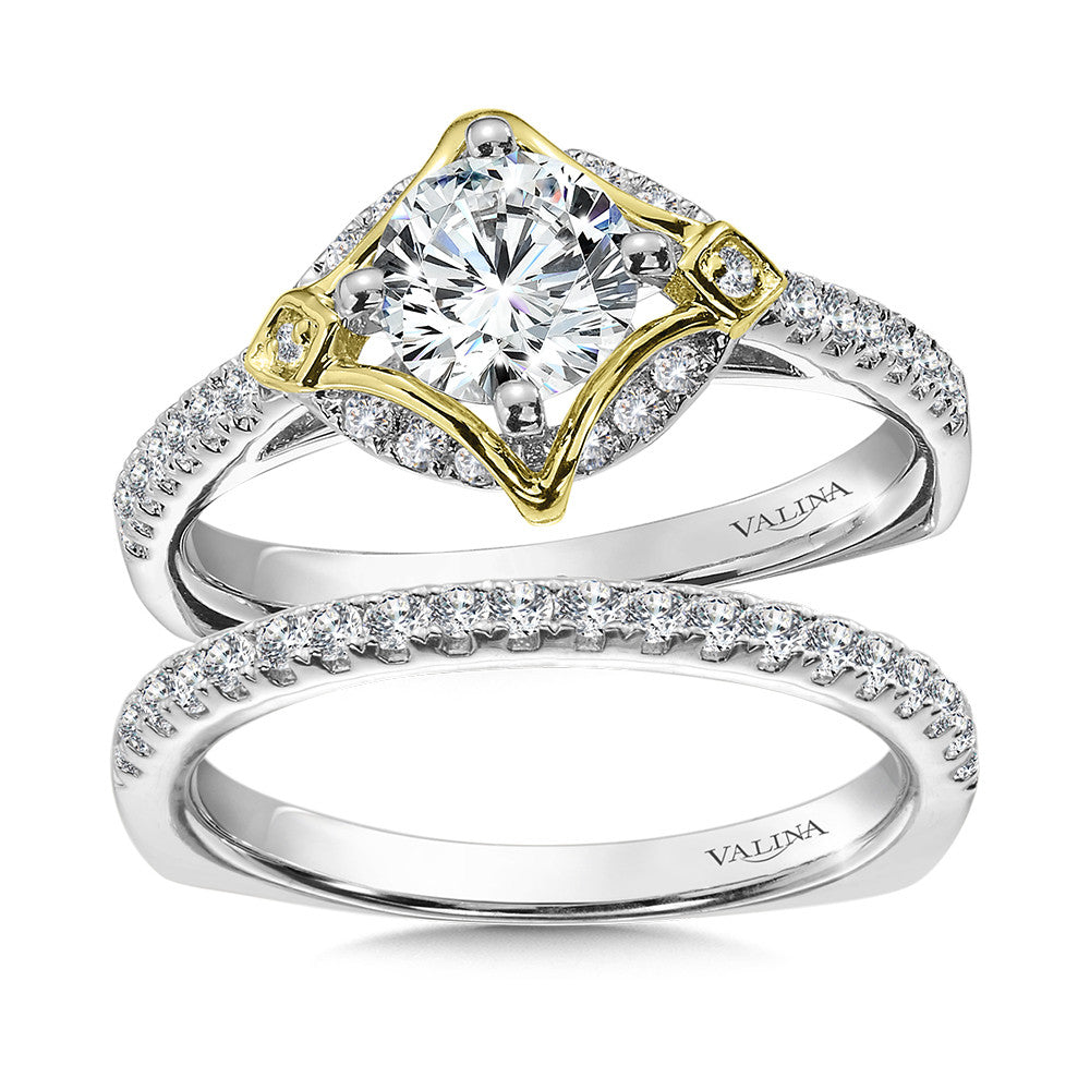 DIAMOND ENGAGEMENT RING IN 14K WHITE AND YELLOW GOLD R9899WY