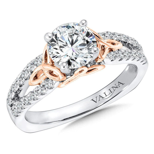 Valina White and Rose Gold Diamond Engagement Ring R9314WP