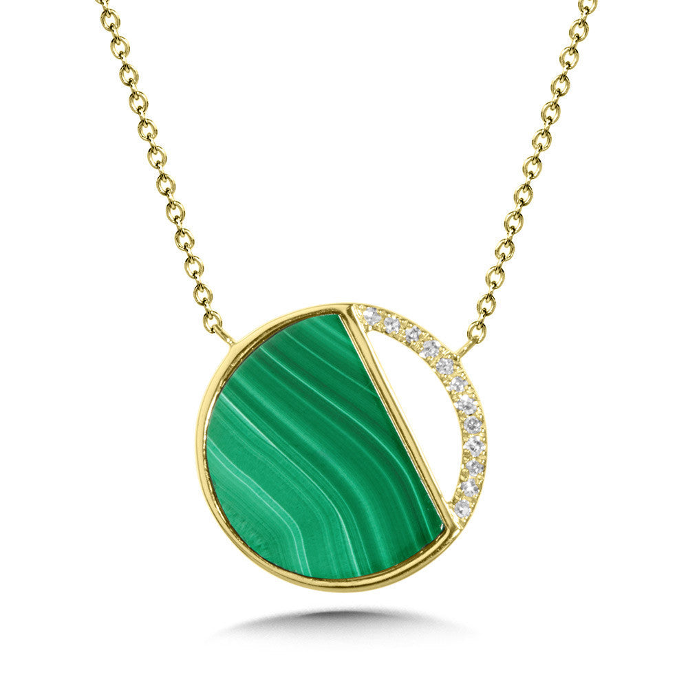 DIAMOND & MALACHITE CIRCULAR PENDANT CGP192Y-DMC