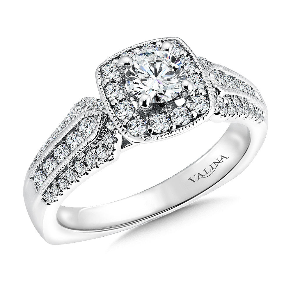 CUSHION SHAPE HALO DIAMOND ENGAGEMENT RING RQ9385W