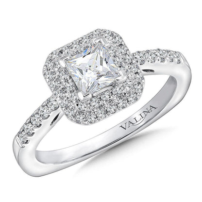 Valina Princess cut double halo Diamond Engagement Ring RQ9646W