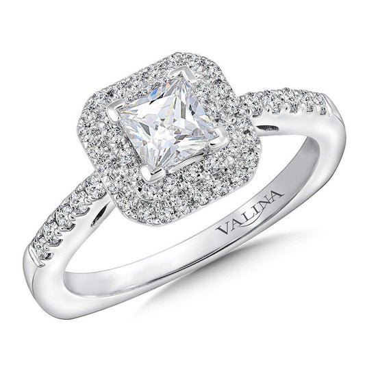 Valina Princess cut double halo Diamond Engagement Ring RQ9646W