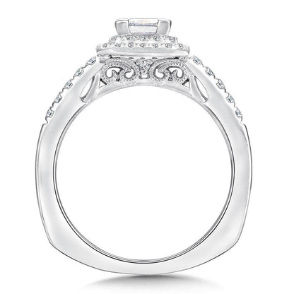 Valina Princess cut double halo Diamond Engagement Ring RQ9646W