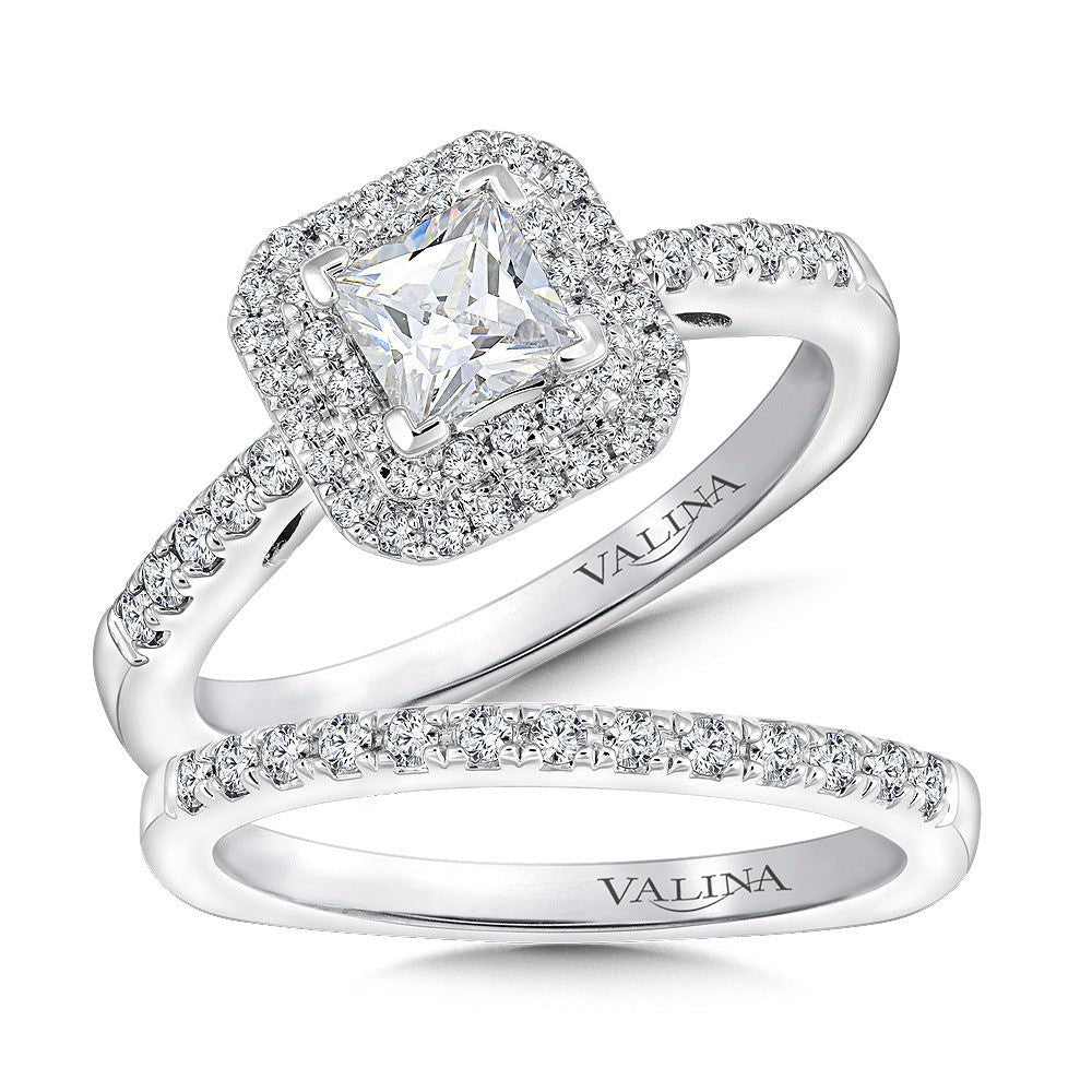 Valina Princess cut double halo Diamond Engagement Ring RQ9646W