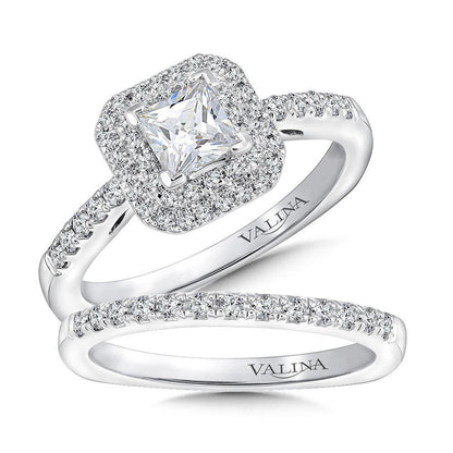 Valina Princess cut double halo Diamond Engagement Ring RQ9646W