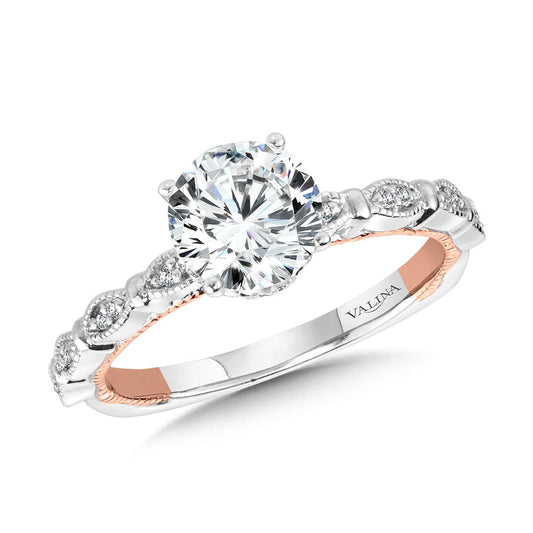 Valina Stackable Two-Tone & Milgrain-Beaded Diamond Collar Engagement Ring R2229WP