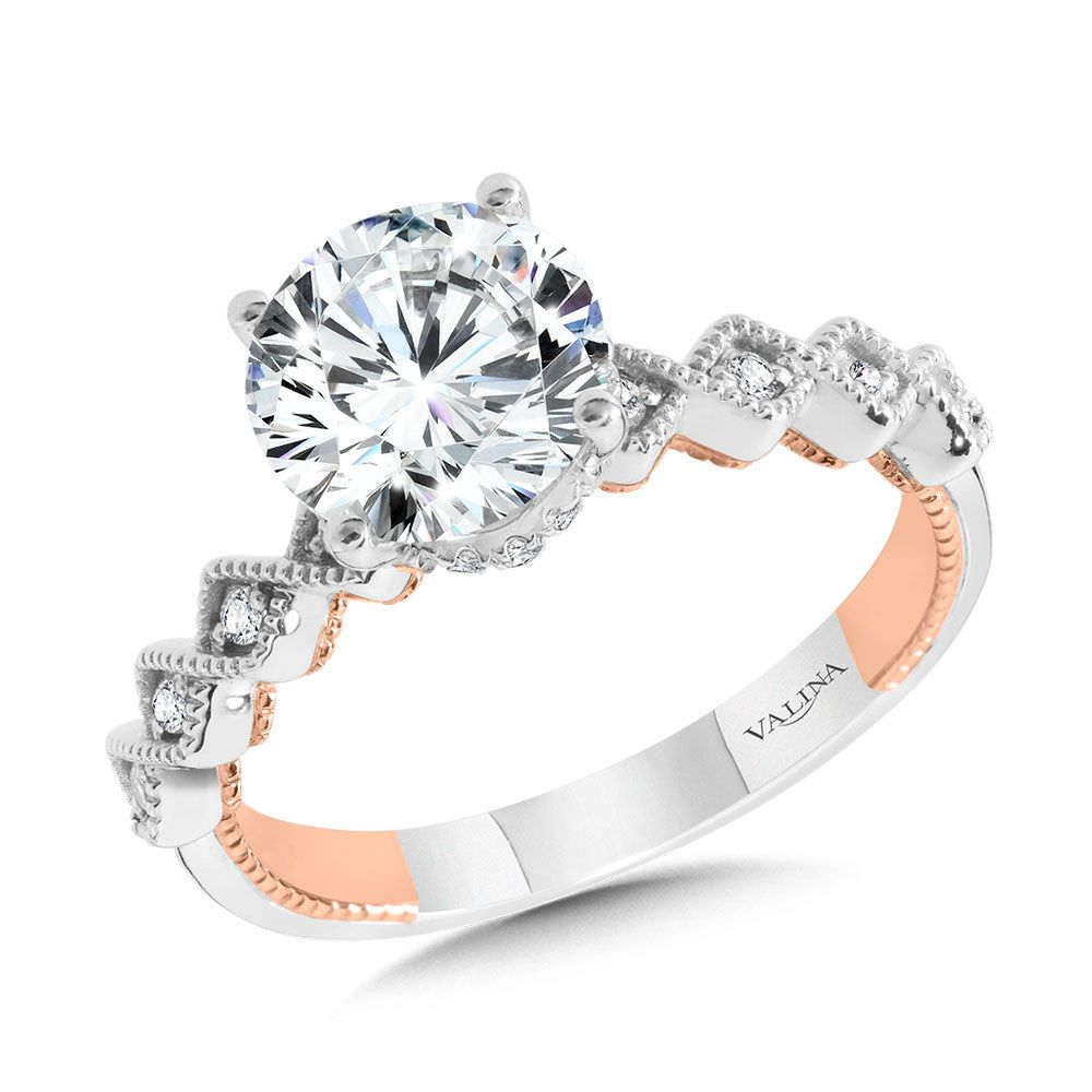 Valina Stackable Two-Tone & Milgrain-Beaded Diamond Collar Engagement Ring R2264WP-SR