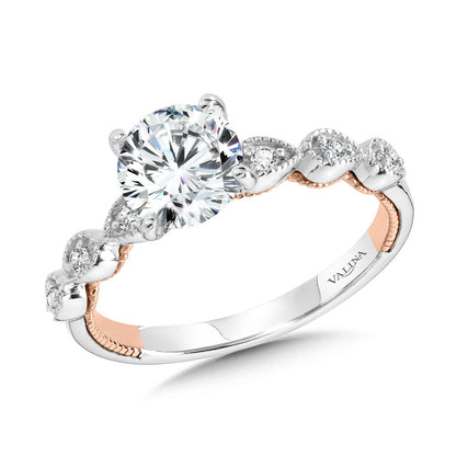 Valina Stackable Two-Tone & Milgrain-Beaded Hidden Accents Diamond Engagement Ring R2267WP-SR