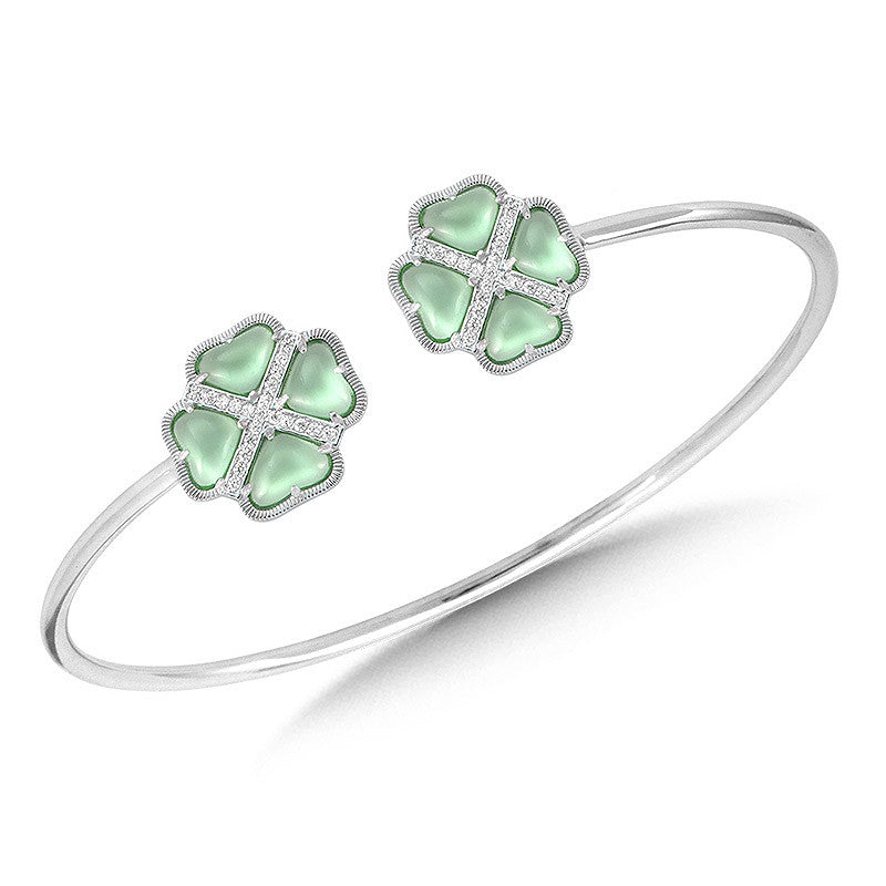 STERLING SILVER ARTISAN CLOVER BANGLE BSS009-W