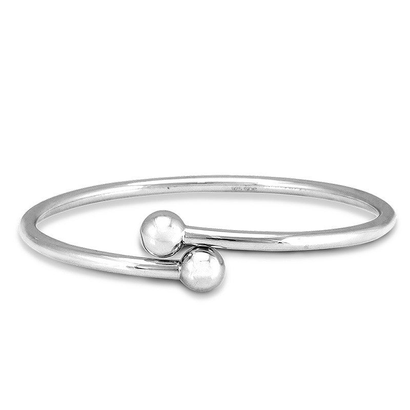 STERLING SILVER BYPASS BALL BANGLE BSS005-W