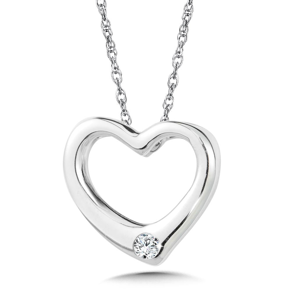 STERLING SILVER DIAMOND HEART PENDANT PSD012-W