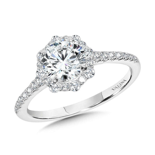 Valina Straight Blooming Halo Diamond Engagement Ring R2258W-SR