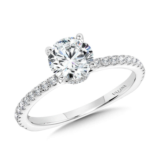 Valina Straight Diamond Collar Engagement Ring R2317W