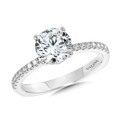 Valina Straight Hidden Halo Diamond Engagement Ring R2239W