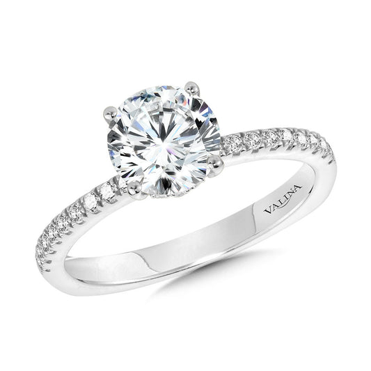 Valina Straight Hidden Halo Diamond Engagement Ring R2239W