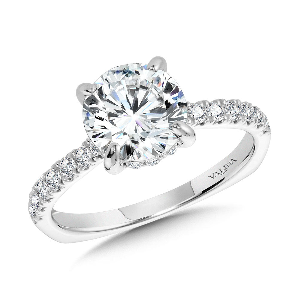 STRAIGHT HIDDEN HALO DIAMOND ENGAGEMENT RING R2311W