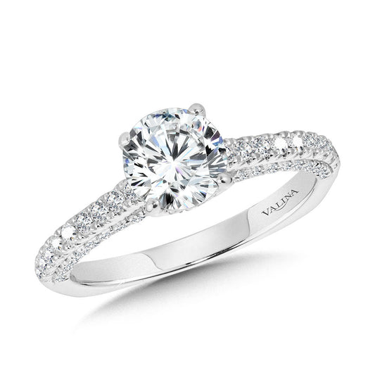 Valina Straight Hidden Halo Engagement Ring w/ Diamond Arch Undergallery R2303W