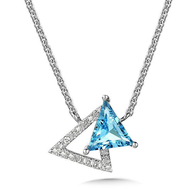 SWISS BLUE TOPAZ AND DIAMOND TRIANGLE NECKLACE CGP167W-DBT