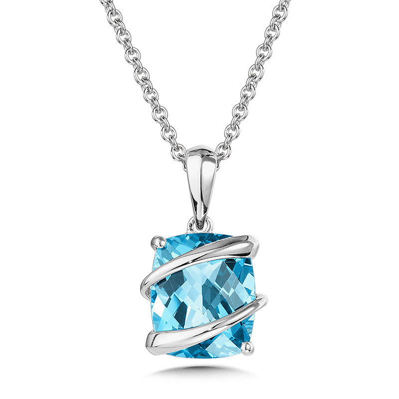 SWISS BLUE TOPAZ PENDANT IN STERLING SILVER LVP810-BT