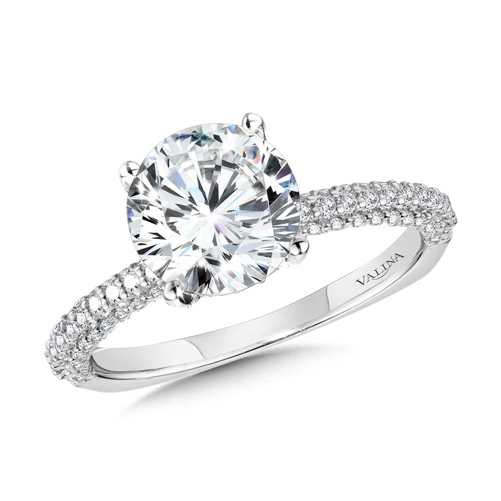 Valina Three-Row Pave-Illusion & Hidden Halo Diamond Engagement Ring R2244W