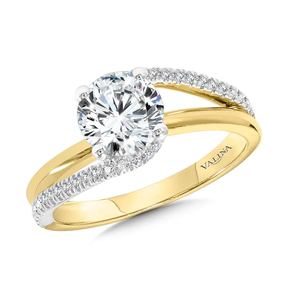 Valina Two-Tone Bypass & Split Shank Diamond Engagement Ring R2380YW-SR