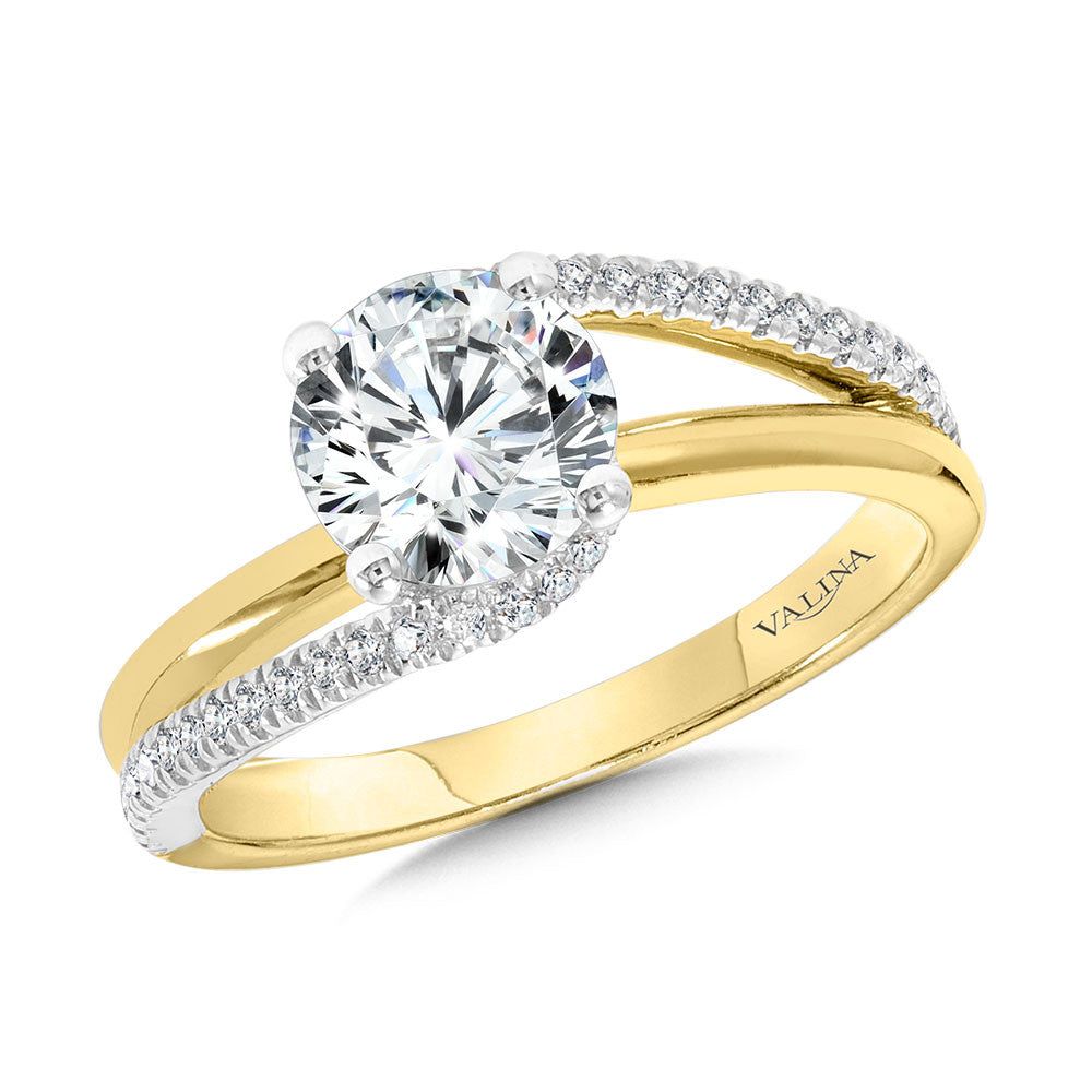 Valina Two-Tone Bypass & Split Shank Diamond Engagement Ring R2380YW-SR