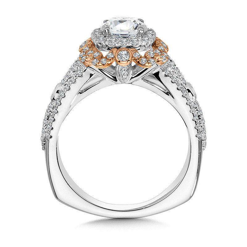 Valina Two Tone Double Halo Diamond Engagement Ring R1061WP
