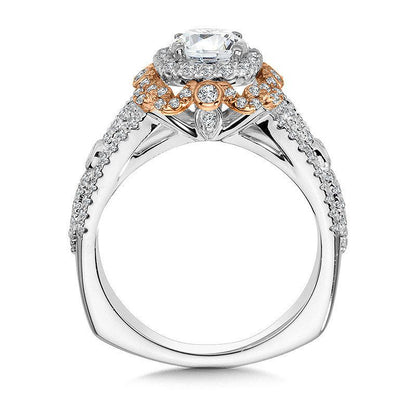 Valina Two Tone Double Halo Diamond Engagement Ring R1061WP