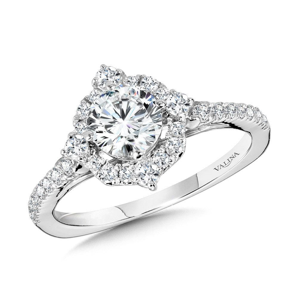 Valina Decorative Straight Halo Engagement Ring R1162W
