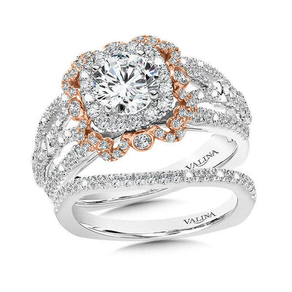 Valina Two Tone Double Halo Diamond Engagement Ring R1061WP