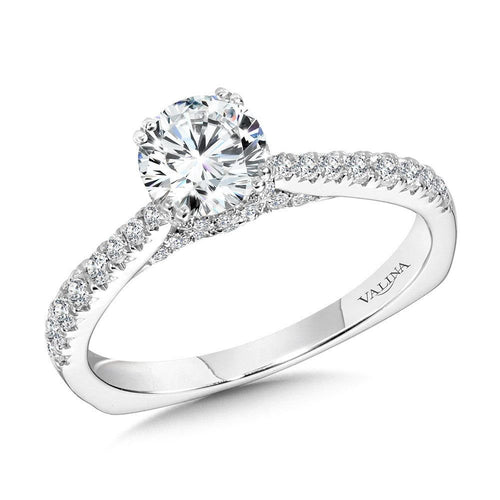 Double-Prong Straight Diamond Engagement Ring R1161W